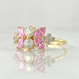 Set Muerdago Floral - Topos 1.5cm - Anillo T7 3/4 5.1gr - Circones Rosa Tornasol  Nac.Esp. Oro 18K *