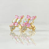 Set Muerdago Floral - Topos 1.5cm - Anillo T7 3/4 5.1gr - Circones Rosa Tornasol  Nac.Esp. Oro 18K *