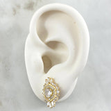 Set Neavada Hexagonal - Topos 1.7cm - Dije 2.5cm - Anillo T6 1/4 8.25gr - Circones Blancos  Nac.Esp. Oro 18K *
