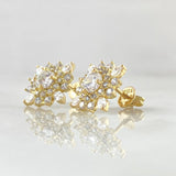 Set Flor Estrellada - Topos 1.2cm - Anillo T5 5gr - Circones Blancos Nac.Esp. Oro 18K *