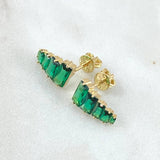 Set Linea Escalonada - Topos 1.1cm - Anillo T5 3/4 3.2gr Circones Verdes Nac.Esp. Oro 18K ©
