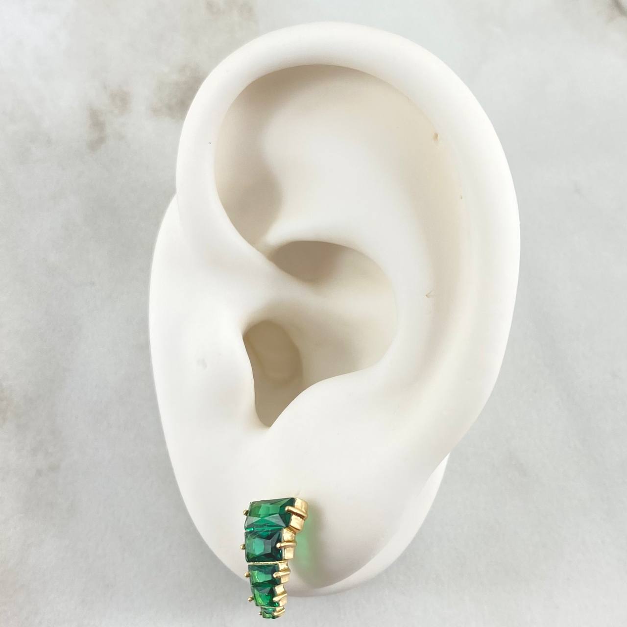 Set Linea Escalonada - Topos 1.1cm - Anillo T5 3/4 3.2gr Circones Verdes Nac.Esp. Oro 18K ©