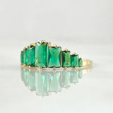 Set Linea Escalonada - Topos 1.1cm - Anillo T5 3/4 3.2gr Circones Verdes Nac.Esp. Oro 18K ©