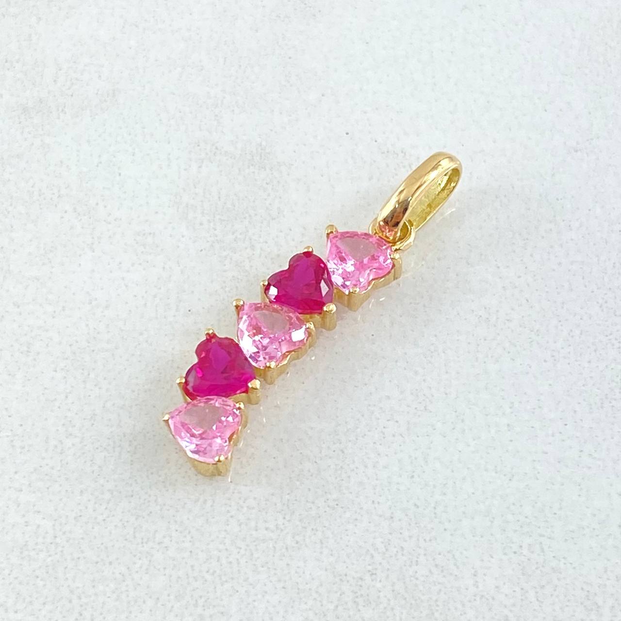 Set Corazones - Topos 1.8cm - Dije 2.5cm - Anillo T5 1/4 5.15 Circones Fucsia Rosa Nac.Esp. Oro 18K ©