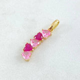 Set Corazones - Topos 1.8cm - Dije 2.5cm - Anillo T5 1/4 5.15 Circones Fucsia Rosa Nac.Esp. Oro 18K ©
