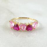 Set Corazones - Topos 1.8cm - Dije 2.5cm - Anillo T5 1/4 5.15 Circones Fucsia Rosa Nac.Esp. Oro 18K ©