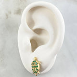 Set Tortuga - Topos 1.4cm - Dije 2.2cm 4.5gr - Circones Verdes  Nac.Esp. Oro 18K ©