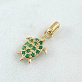 Set Tortuga - Topos 1.4cm - Dije 2.2cm 4.5gr - Circones Verdes  Nac.Esp. Oro 18K ©