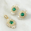 Set Nevada Hexagonal - Topos 1.7cm - Dije 2.5cm 5.65 - Circones Blancos Verde Nac.Esp. Oro 18K ©