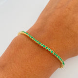 Pulso Tennis 6.9gr / 16.2cm / 1.7mm Esmeralda 2.5 Qts Oro Amarillo 18K (Joya) &