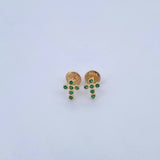Topos Cruz Tupida 0.65gr / Circones Verdes Oro Amarillo 18K &