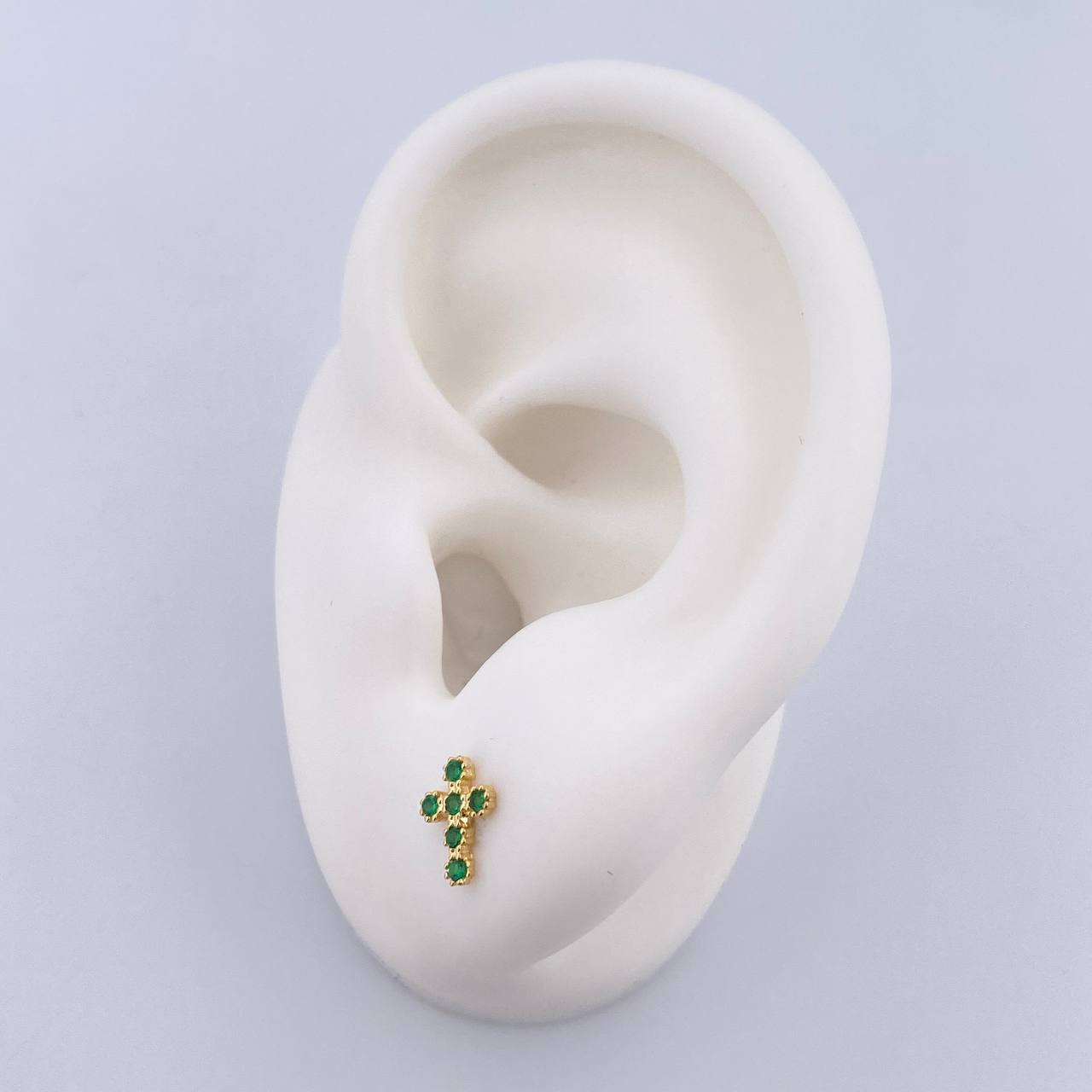 Topos Cruz Tupida 0.6gr / Circones Verdes Oro Amarillo 18K &