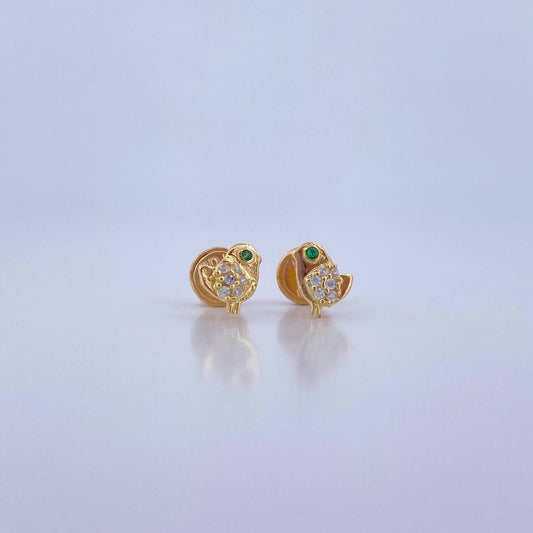 Topos Pajaro 0.8gr / Circones Verde Blancos Oro Amarillo 18K &