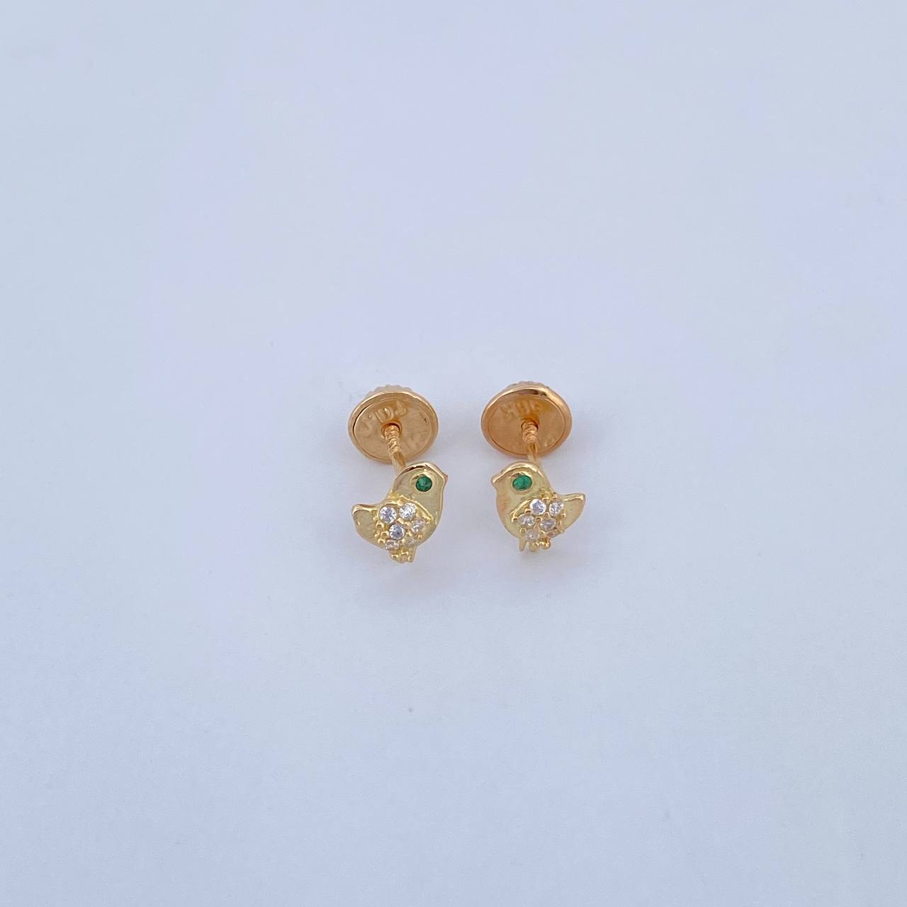 Topos Pajaro 0.8gr / Circones Verde Blancos Oro Amarillo 18K &