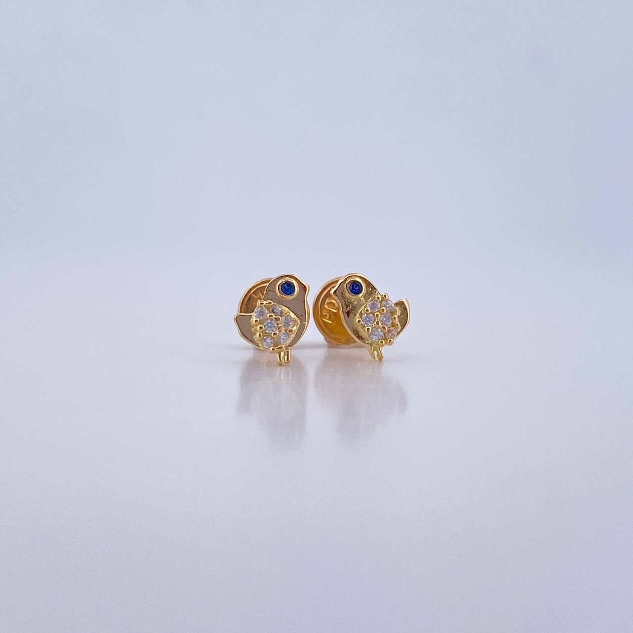 Topos Pajaro 0.75gr / Circones Azul Blancos Oro Amarillo 18K &