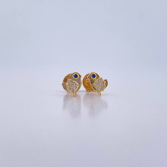 Topos Pajaro 0.75gr / Circones Azul Blancos Oro Amarillo 18K &