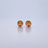 Topos Flor 0.45gr / Circon Fucsia Oro Amarillo 18K &