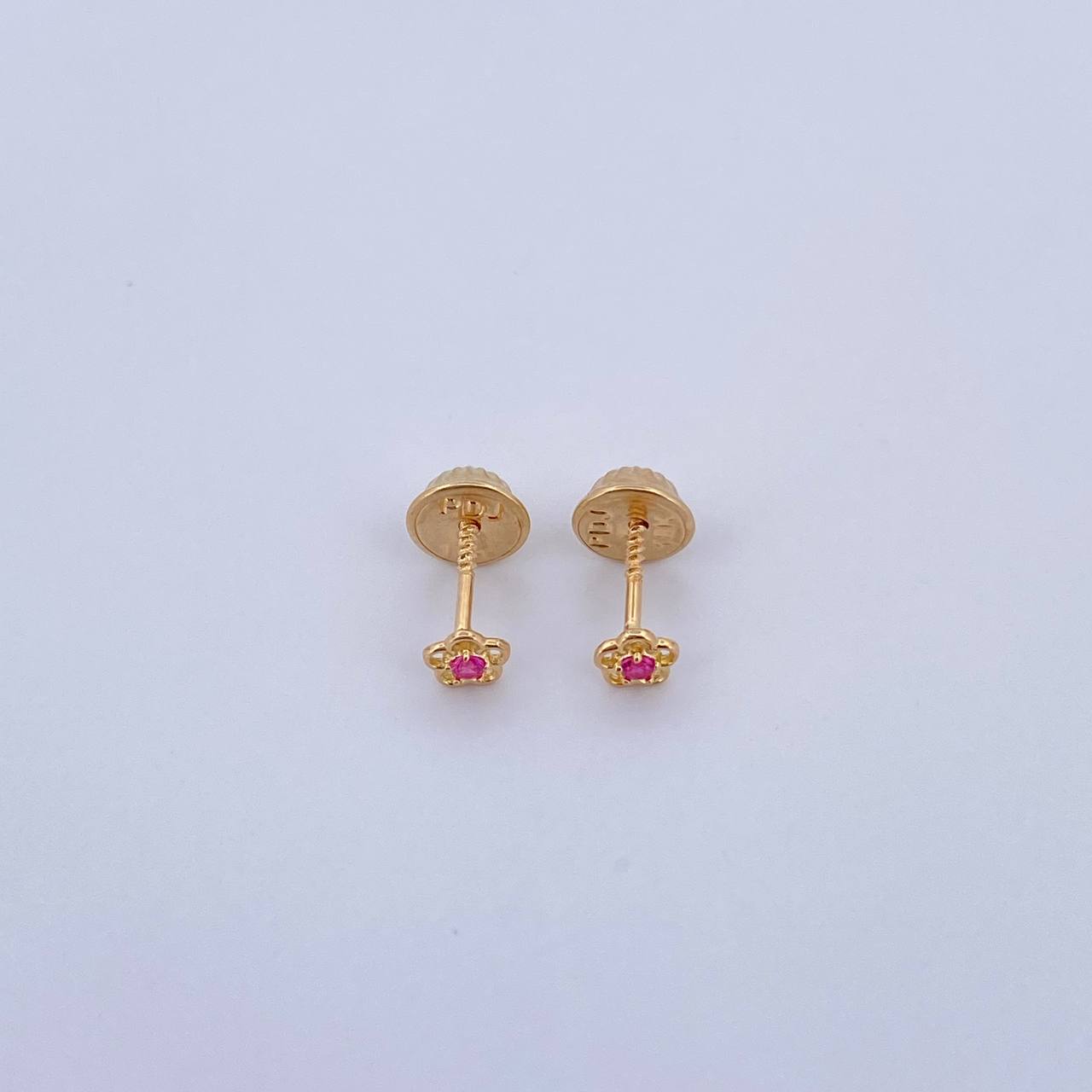 Topos Flor 0.45gr / Circon Fucsia Oro Amarillo 18K &