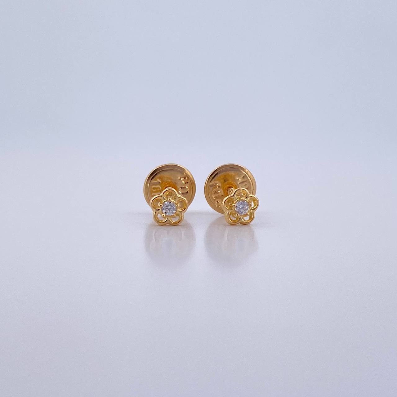 Topos Flor 0.5gr / Circon Blanco Oro Amarillo 18K &