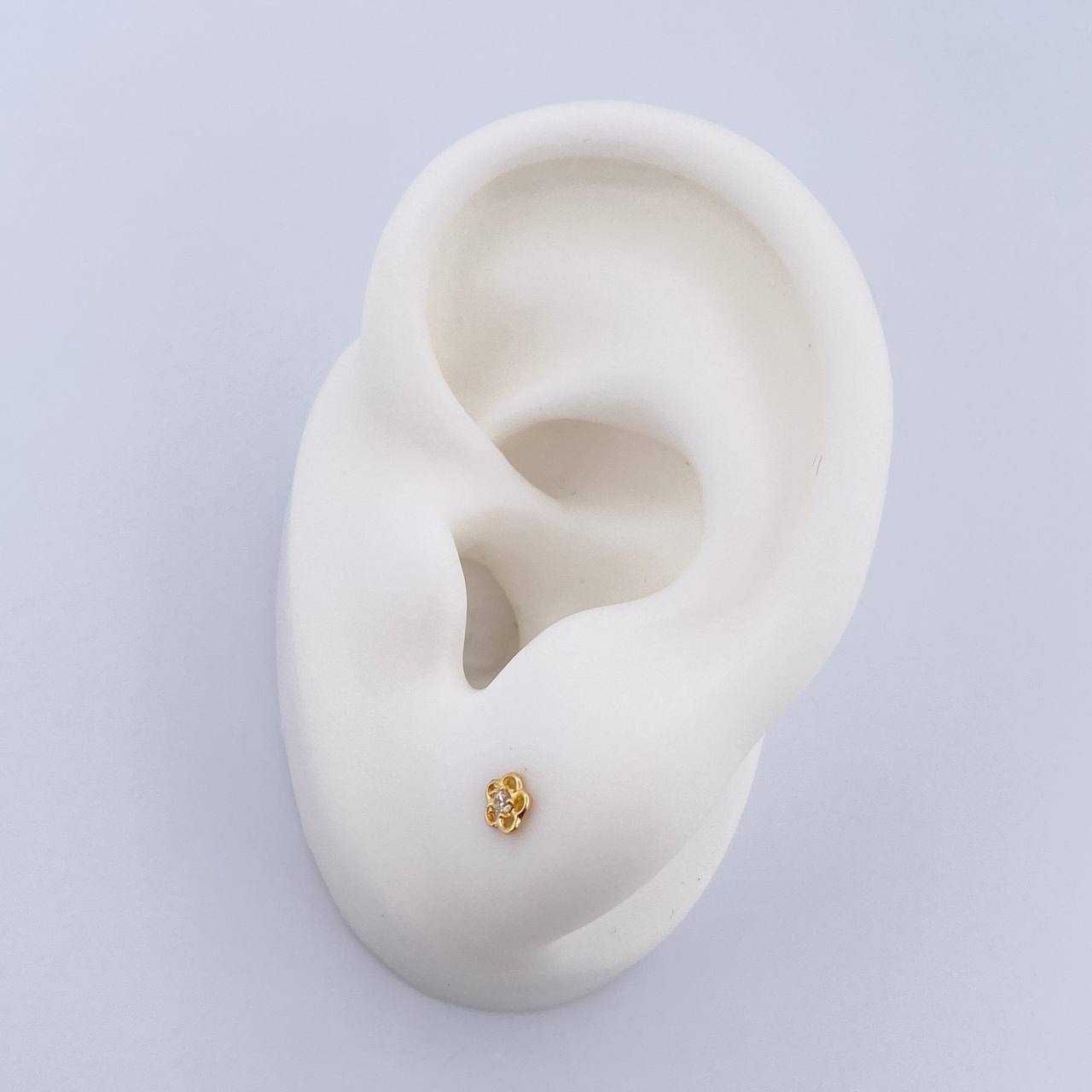 Topos Flor 0.5gr / Circon Blanco Oro Amarillo 18K &