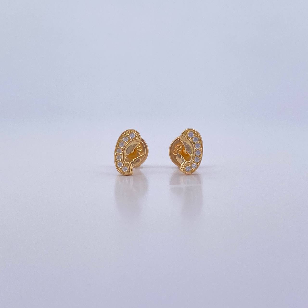 Topos Virgen Maria 0.9gr / Circones Blancos Oro Amarillo 18K &