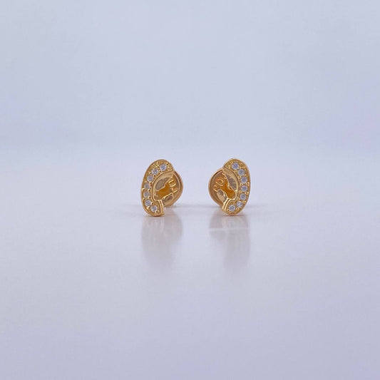 Topos Virgen Maria 0.9gr / Circones Blancos Oro Amarillo 18K &