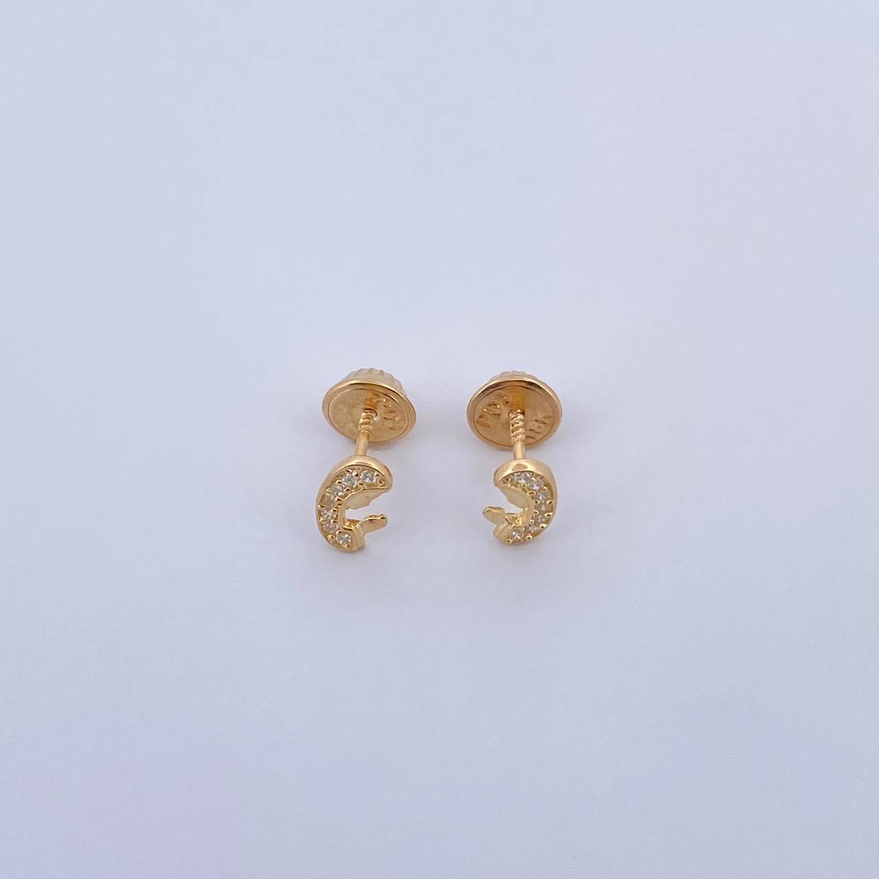 Topos Virgen Maria 0.9gr / Circones Blancos Oro Amarillo 18K &