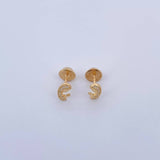 Topos Virgen Maria 0.9gr / Circones Blancos Oro Amarillo 18K &
