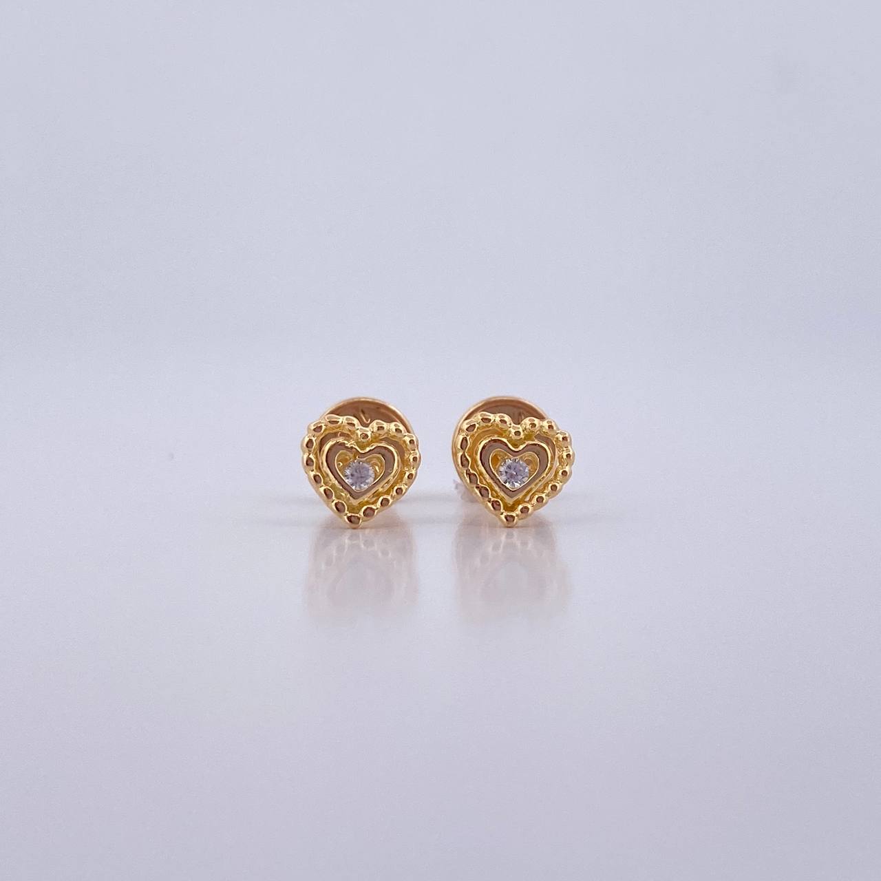 Topos Silueta Corazon Doble 0.8gr / Circon Blanco Oro Amarillo 18K &