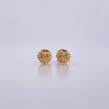 Topos Silueta Corazon Doble 0.8gr / Circon Blanco Oro Amarillo 18K &