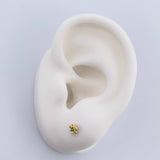 Topos Flor 0.45gr / Circon Verde Oro Amarillo 18K &