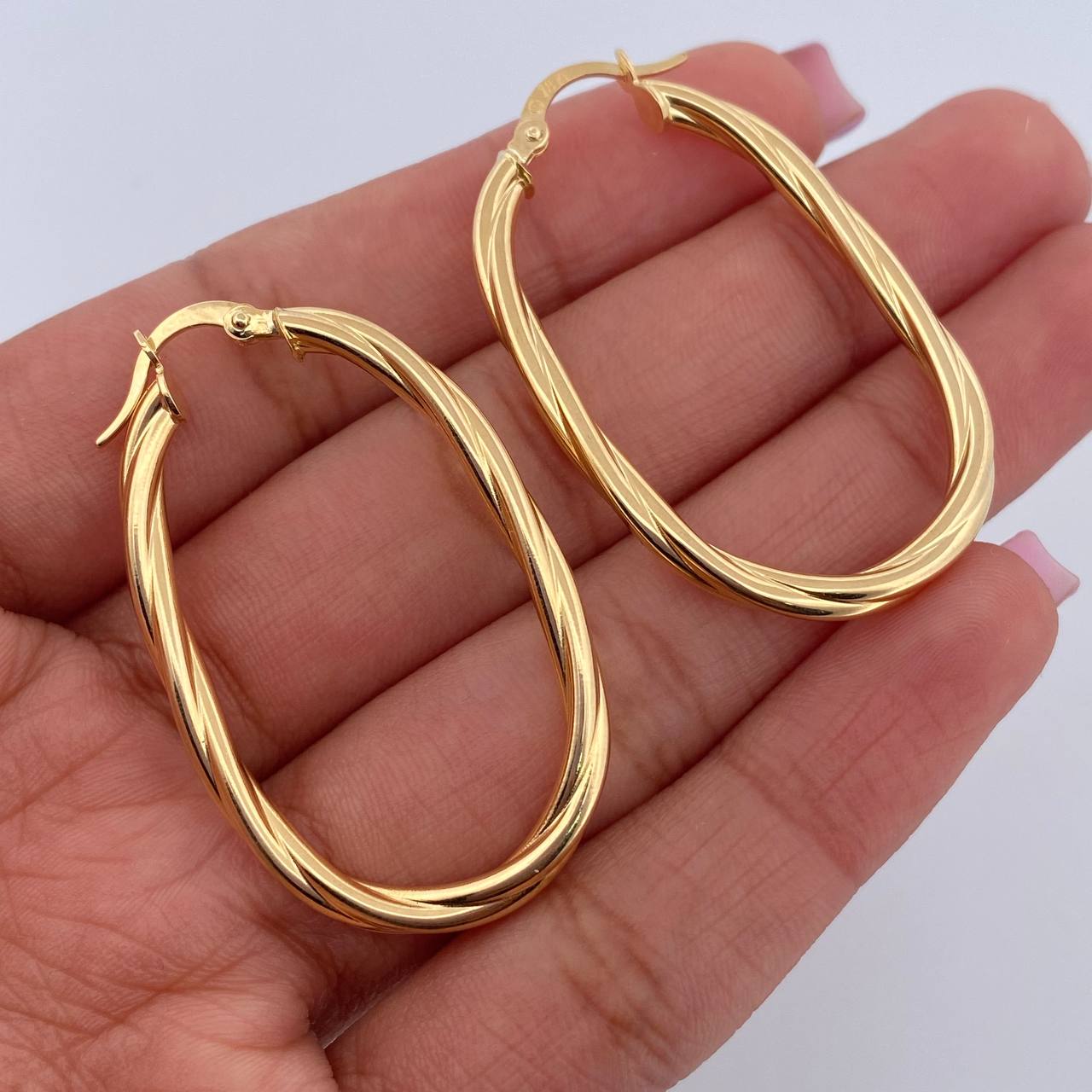Candongas Arielle 3.8gr / 4.2cm / Ovaladas Entorchadas Oro Amarillo 18K &