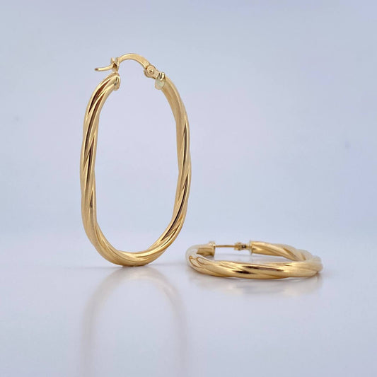 Candongas Arielle 3.8gr / 4.2cm / Ovaladas Entorchadas Oro Amarillo 18K &