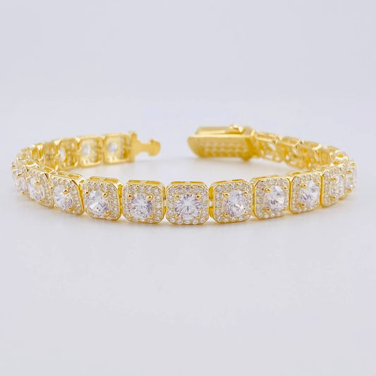 Pulso Tenis Cuadrada 17.8g / 18cm / 7.05mm Plata Vermeil 925