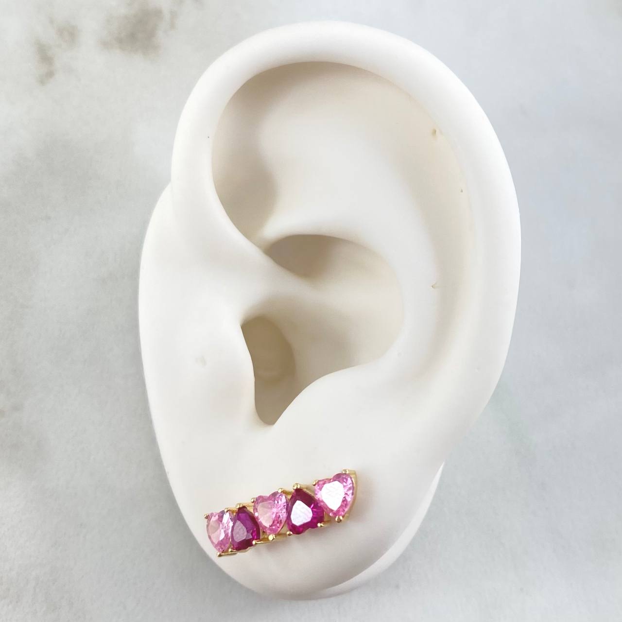 Set Corazones - Topos 1.8cm - Dije 2.5cm - Anillo T5 1/4 5.15 Circones Fucsia Rosa Nac.Esp. Oro 18K ©