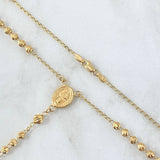 Rosario Virgen Milagrosa Cruz Cristo 8.3gr / 65cm / 4mm-3mm Bolas Diamantadas Oro Amarillo 18K ©