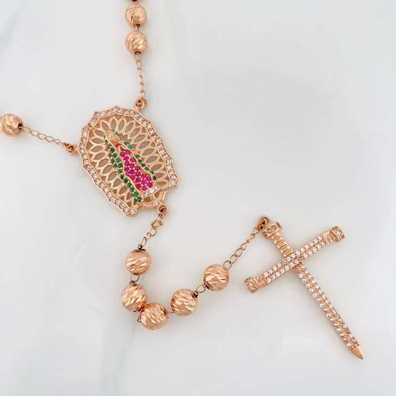 Rosario Virgen Guadalupe 29.6 g / 45 cm / 6 mm Oro Rosa 18K