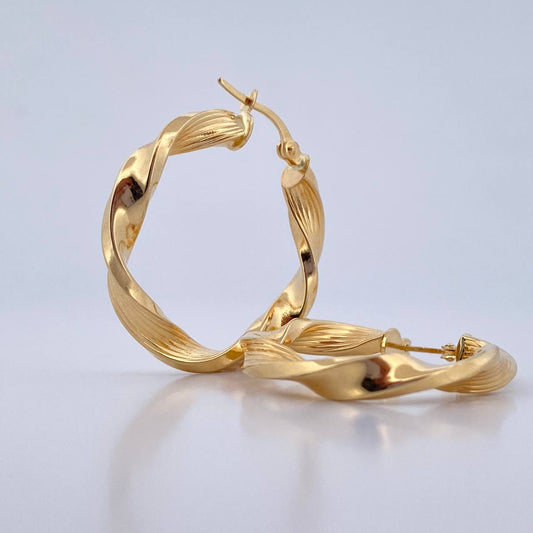 Candongas Nico 3.95gr / 3.1cm / Rayadas Entorchadas Oro Amarillo 18K &