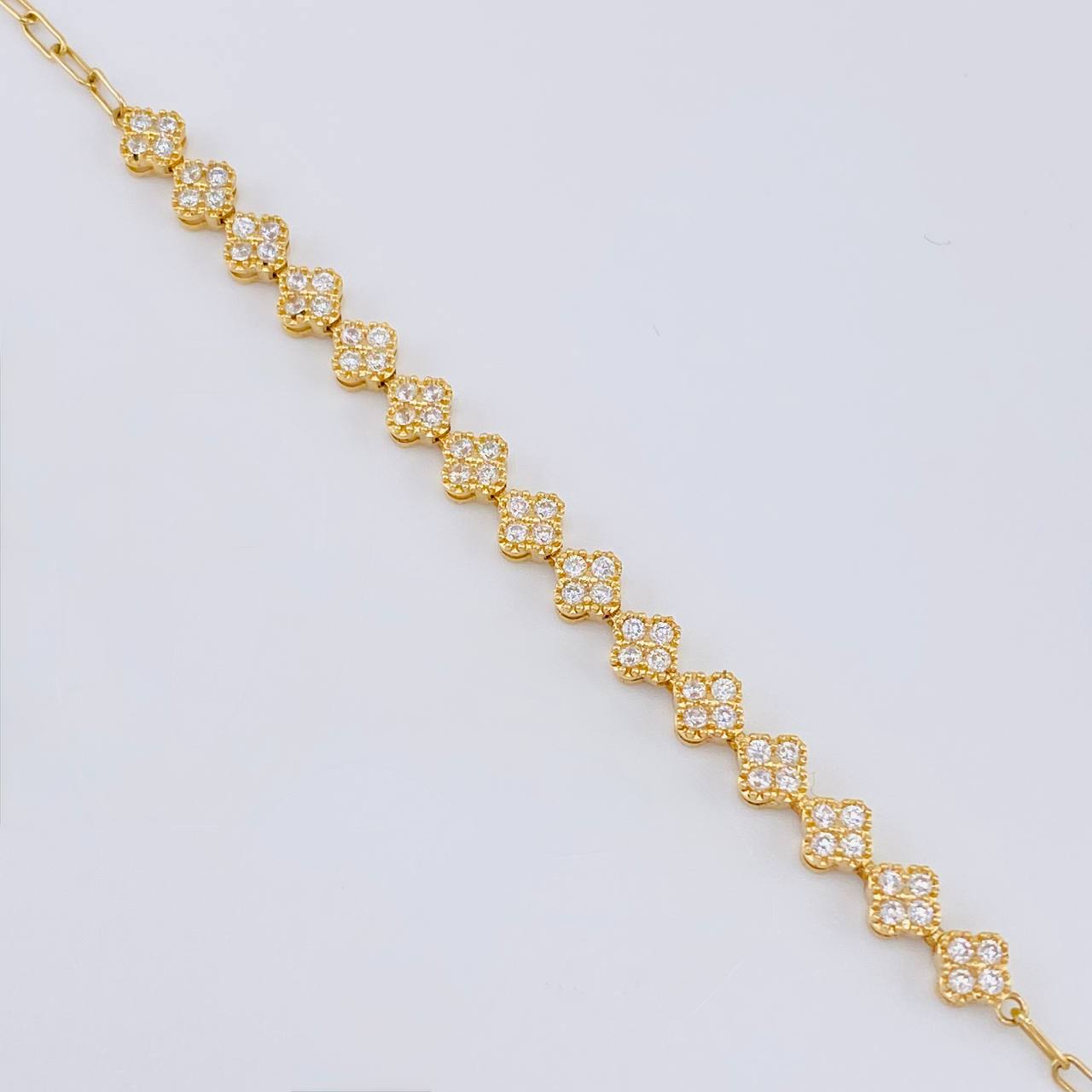 Pulso Modulable Tenis Floreado 4.55 g / 18 cm - 17 cm / 4,9 mm Oro Amarillo 18K