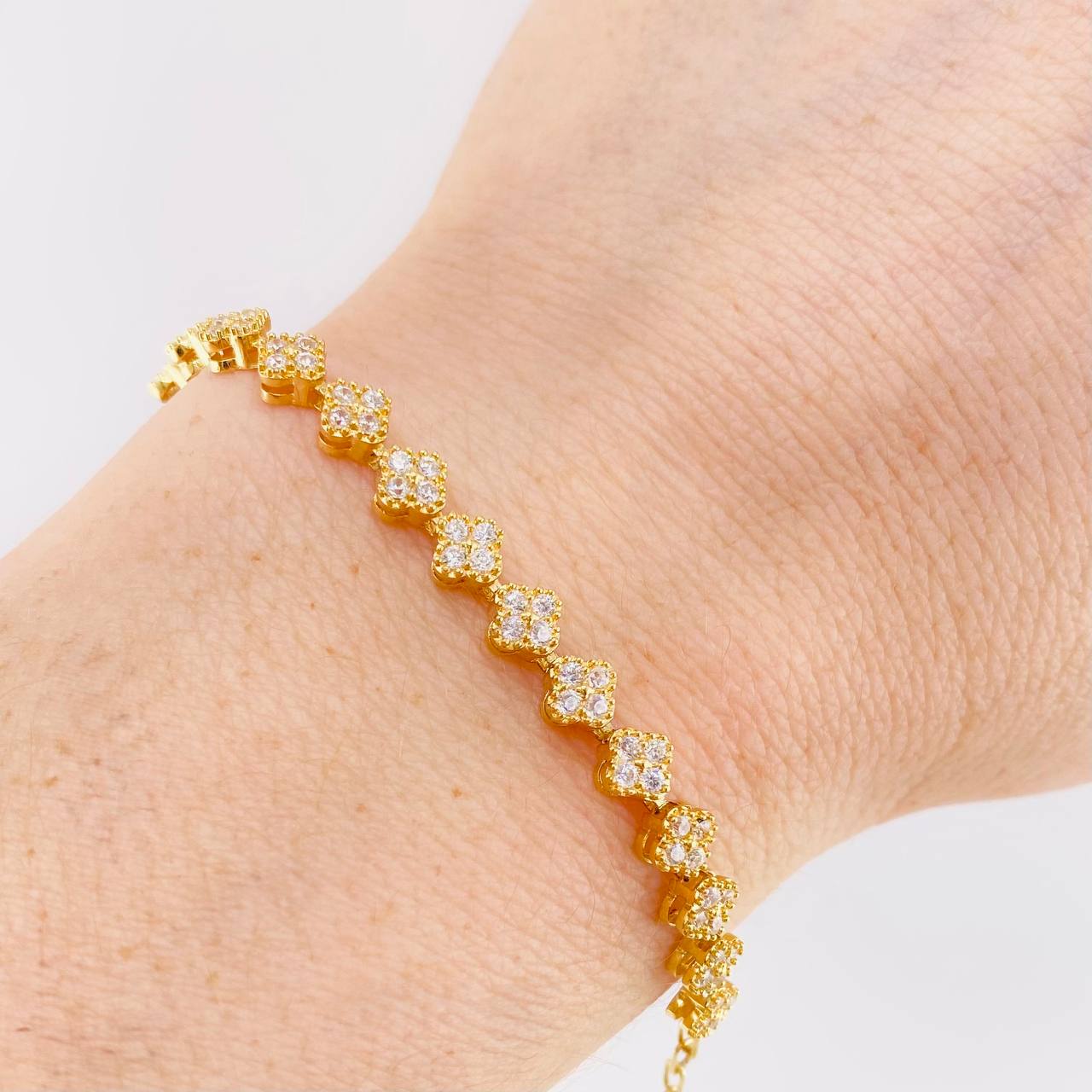 Pulso Modulable Floreado 4.55 g / 18 cm - 16 cm / 4,95 mm Oro Amarillo 18K