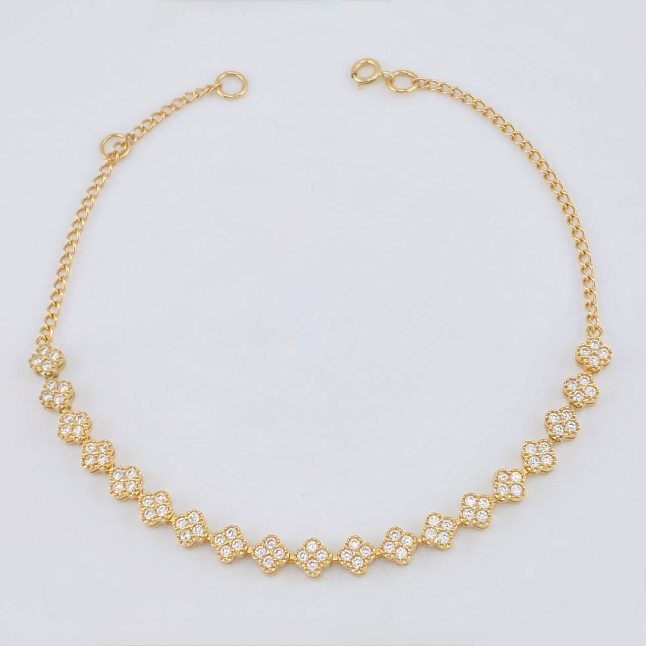 Pulso Modulable Tenis Floreado 3.8 g / 19 cm - 18 cm / 4,15 mm Oro Amarillo 18K