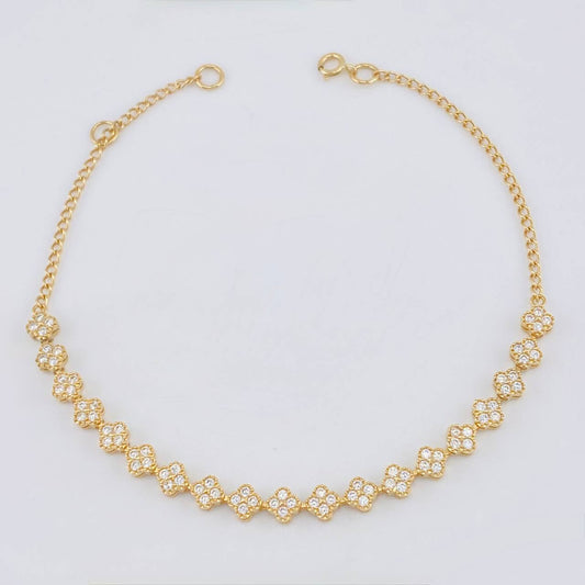 Pulso Modulable Tenis Floreado 3.8 g / 19 cm - 18 cm / 4,15 mm Oro Amarillo 18K