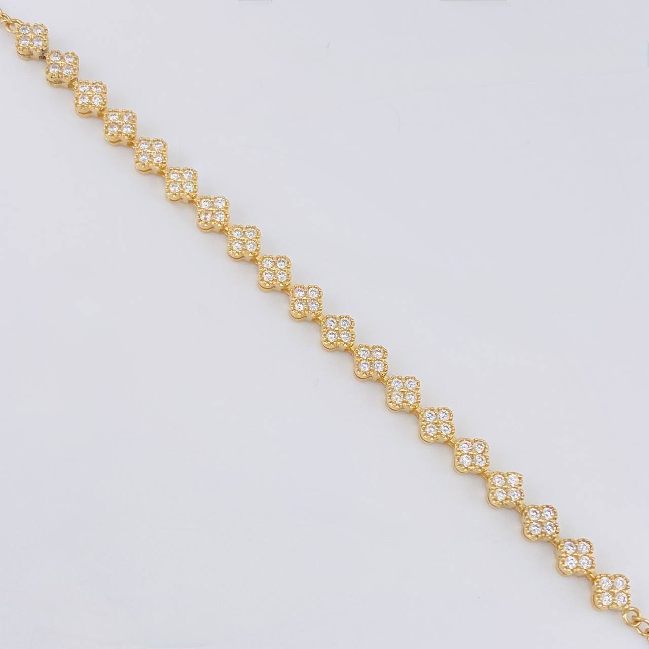 Pulso Modulable Tenis Floreado 3.8 g / 19 cm - 18 cm / 4,15 mm Oro Amarillo 18K