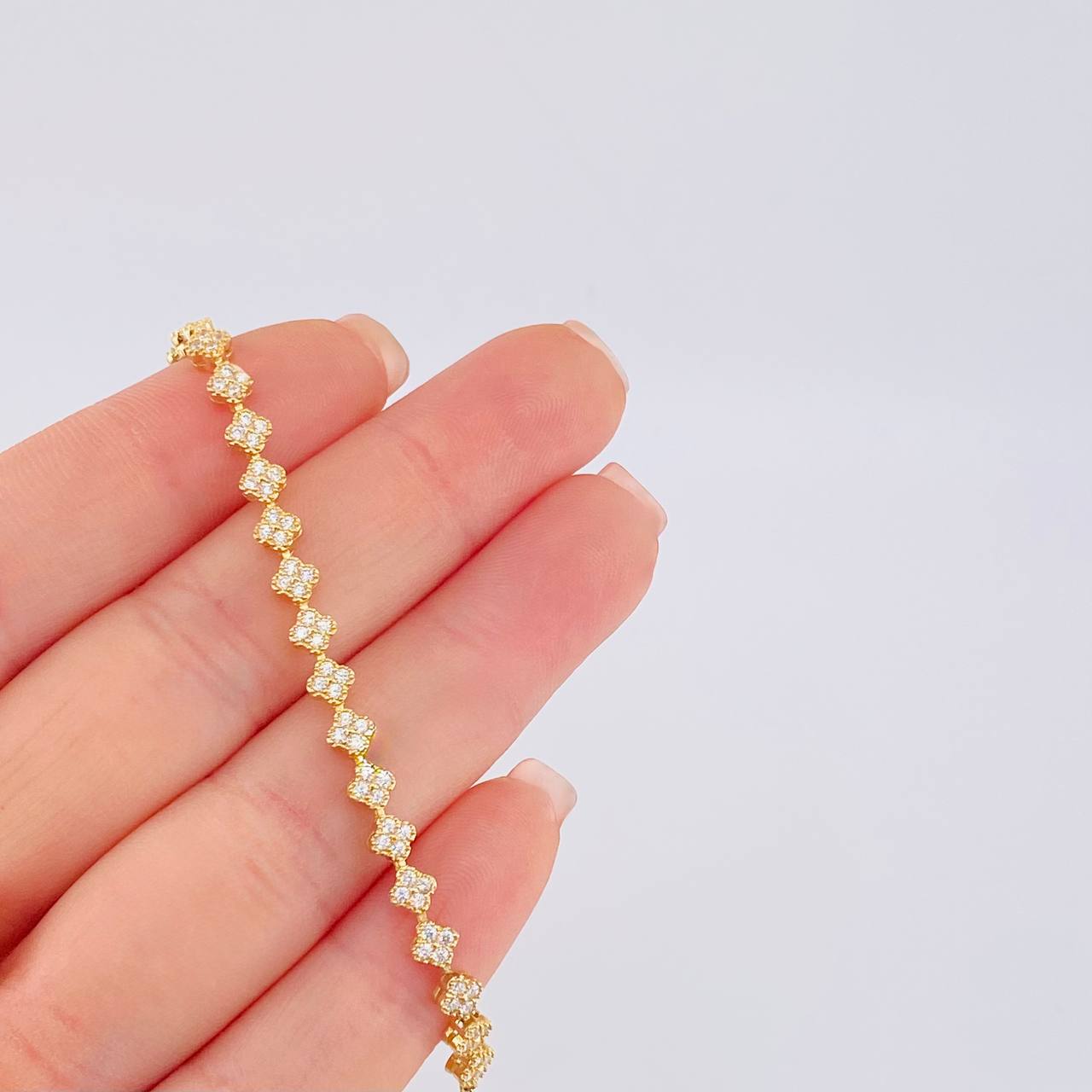 Pulso Modulable Tenis Floreado 3.8 g / 19 cm - 18 cm / 4,15 mm Oro Amarillo 18K