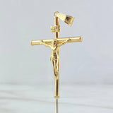 Dije Cristo Crúz Bastón 2.15gr / 4.6cm / Lisa Oro Amarillo 18K ©