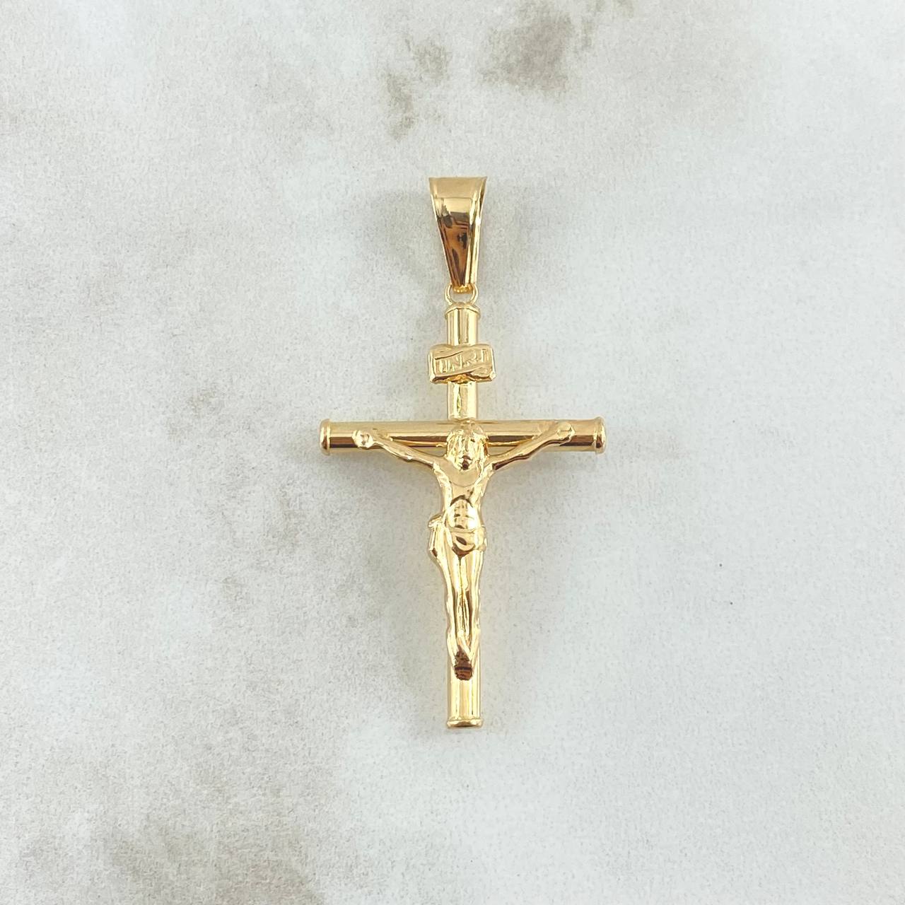Dije Cristo Cruz 2.1gr / 4.7cm / Lisa Oro Amarillo 18K *