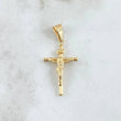 Dije Cristo Crúz Bastón 1.15gr / 3.5cm / Lisa Cargador Bordeado Oro Amarillo 18K ©