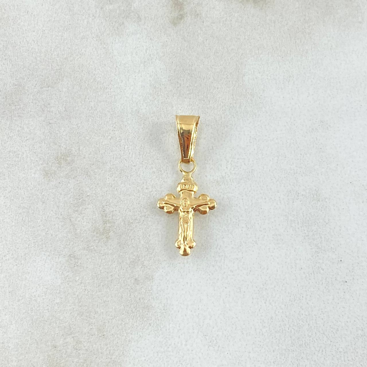 Dije Crúz Cristo Tres Puntas 0.45gr / 2.3cm / Lisa Oro Amarillo 18K ©