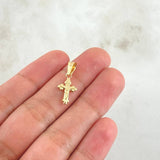 Dije Cruz Cristo Tres Puntas 0.4gr / 2.3cm / Lisa Oro Amarillo 18K *