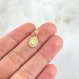 Dije Virgen Milagrosa 0.7gr / 1.6cm / Circones Blancos Cargador Liso Oro Amarillo 18K *
